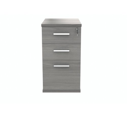 Polaris 3 Drawer Desk High Pedestal 404x600x730mm Alaskan Grey Oak KF77877