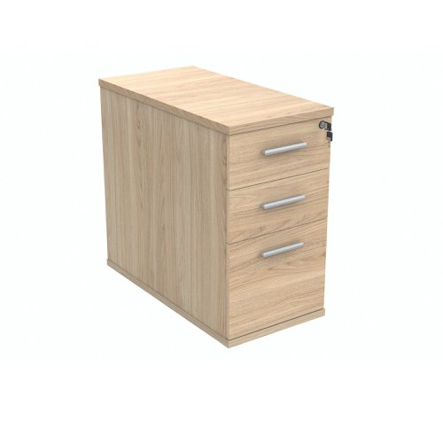 Polaris 3 Drawer Desk High Pedestal 404x800x730mm Canadian Oak KF77879