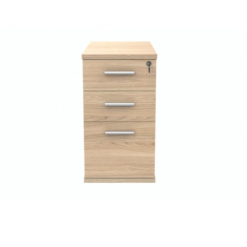 Polaris 3 Drawer Desk High Pedestal 404x800x730mm Canadian Oak KF77879