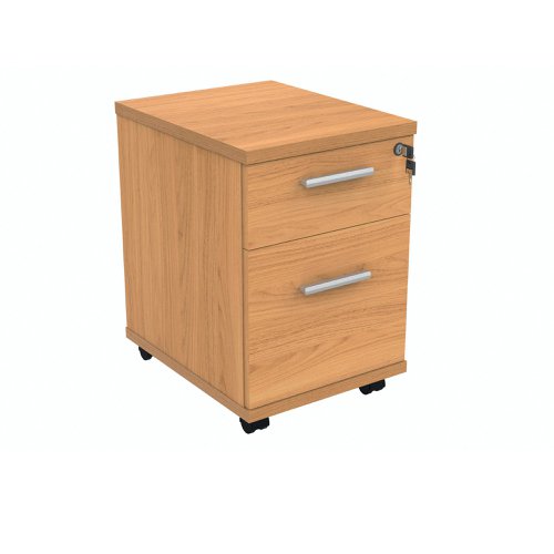 Polaris 2 Drawer Mobile Under Desk Pedestal 404x500x595mm Norwegian Beech KF77882