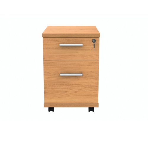 Polaris 2 Drawer Mobile Under Desk Pedestal 404x500x595mm Norwegian Beech KF77882 KF77882