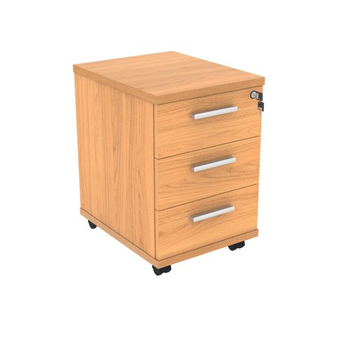 Polaris 3 Drawer Mobile Under Desk Pedestal 404x500x595mm Norwegian Beech KF77883