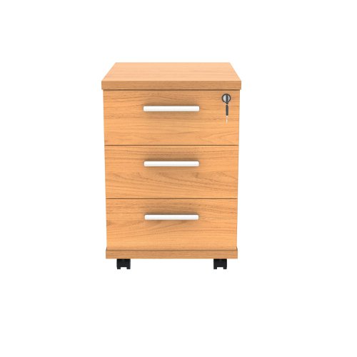 Polaris 3 Drawer Mobile Under Desk Pedestal 404x500x595mm Norwegian Beech KF77883