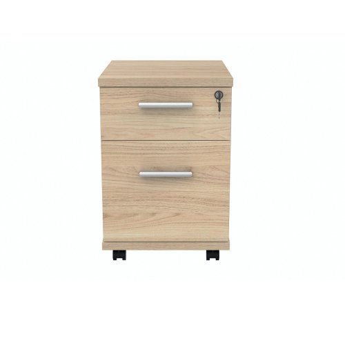 Polaris 2 Drawer Mobile Under Desk Pedestal 404x500x595mm Canadian Oak KF77884