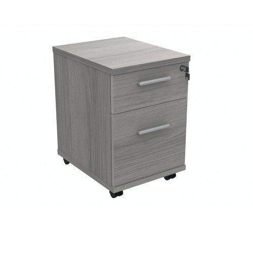 Polaris 2 Drawer Mobile Under Desk Pedestal 404x500x595mm Alaskan Grey Oak KF77888 KF77888