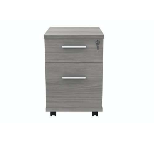 Polaris 2 Drawer Mobile Under Desk Pedestal 404x500x595mm Alaskan Grey Oak KF77888 KF77888