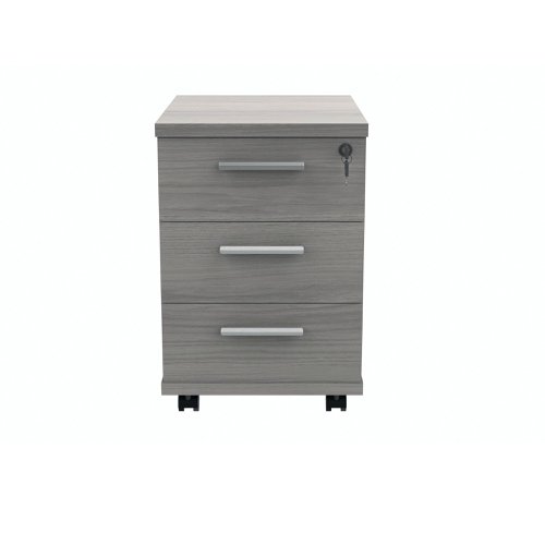 Polaris 3 Drawer Mobile Under Desk Pedestal 404x500x595mm Alaskan Grey Oak KF77889