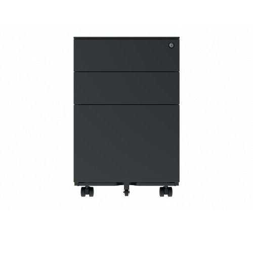 Polaris 3 Drawer Mobile Under Desk Steel Pedestal 480x680x580mm Black KF77908