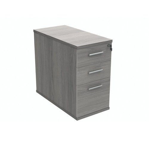 Polaris 3 Drawer Desk High Pedestal 404x800x730mm Alaskan Grey Oak KF78024