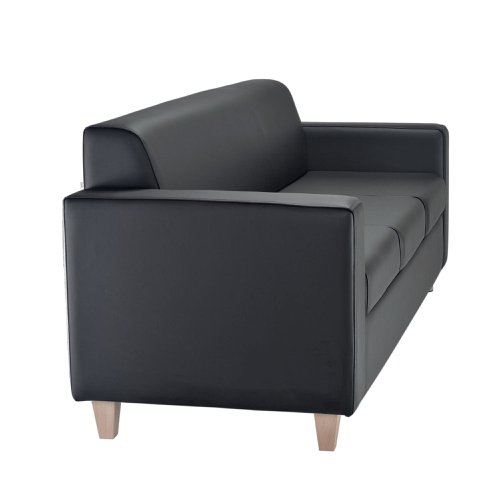 Jemini Iceberg 3 Seater Sofa 1930x750x800mm Wooden Feet Polyurethane Black KF78028 | VOW