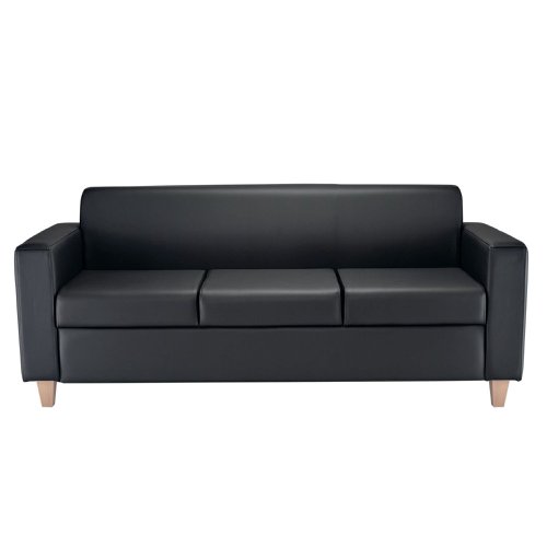 Jemini Iceberg 3 Seater Sofa 1930x750x800mm Wooden Feet Polyurethane Black KF78028 | VOW