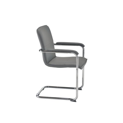 Arista Stratus Visitor Chair Leather Look 575x570x890mm Grey KF78050