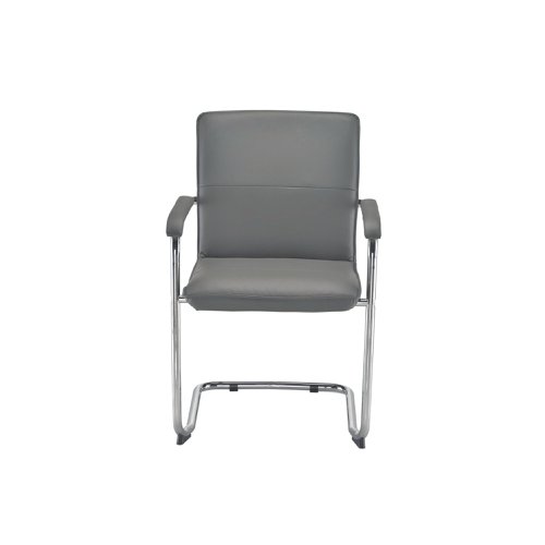 Arista Stratus Visitor Chair Leather Look 575x570x890mm Grey KF78050 | KF78050 | VOW