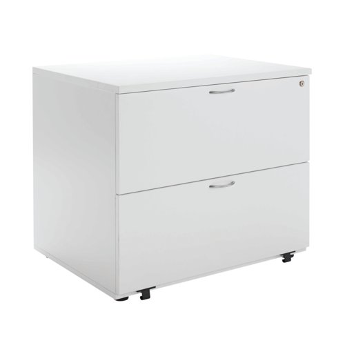 Jemini 2 Drawer Desk Side Filing Cabinet 850x630x770mm White KF78665 | VOW