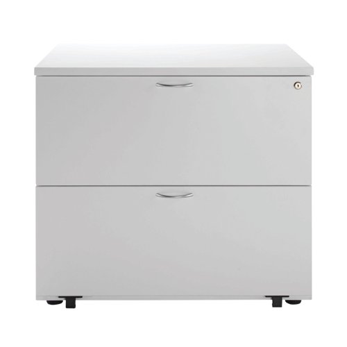 Jemini 2 Drawer Desk Side Filing Cabinet 850x630x770mm White KF78665 | VOW