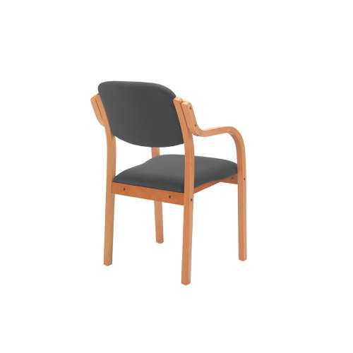 This chair is a great addition to any reception area; combining comfort, style and reliability. The chair has a stylish wooden frame with integrated armrests and is stackable up to 4 high for convenient storage. The padded seat and back are upholstered in charcoal pyra fabric and the chair complements other furniture from the Jemini Reception Seating range.