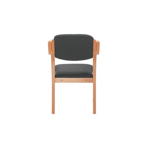 This chair is a great addition to any reception area; combining comfort, style and reliability. The chair has a stylish wooden frame with integrated armrests and is stackable up to 4 high for convenient storage. The padded seat and back are upholstered in charcoal pyra fabric and the chair complements other furniture from the Jemini Reception Seating range.