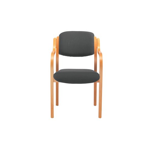 This chair is a great addition to any reception area; combining comfort, style and reliability. The chair has a stylish wooden frame with integrated armrests and is stackable up to 4 high for convenient storage. The padded seat and back are upholstered in charcoal pyra fabric and the chair complements other furniture from the Jemini Reception Seating range.