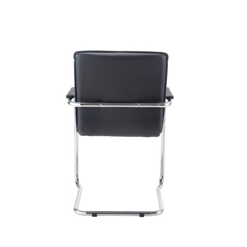 Titan Stratus Tuscany Medium Back Visitor Chair Leather Look Black/Chrome KF78702 | KF78702 | VOW