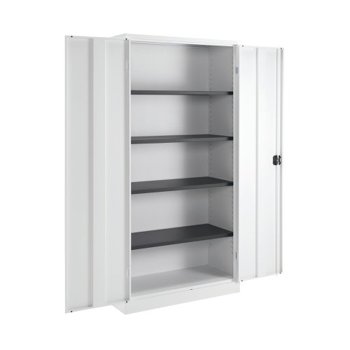 Talos Double Door Stationery Cupboard 920x420x1790mm White KF78755