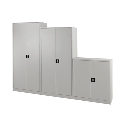 With a fully welded construction and lockable, reinforced doors, these stationery cupboards are ideal for use in virtually any environment. Supplied in a tasteful grey, the doors are wide opening for ease of access and have rubber stops for silent closing. Supplied with dual purpose shelves that are height adjustable at 36mm increments, have a weight capacity of 50kg, and are suitable for use with suspension files. Contents not included.