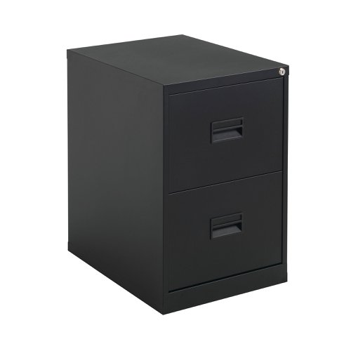 Talos 2 Drawer Filing Cabinet 465x620x700mm Black KF78762 | VOW