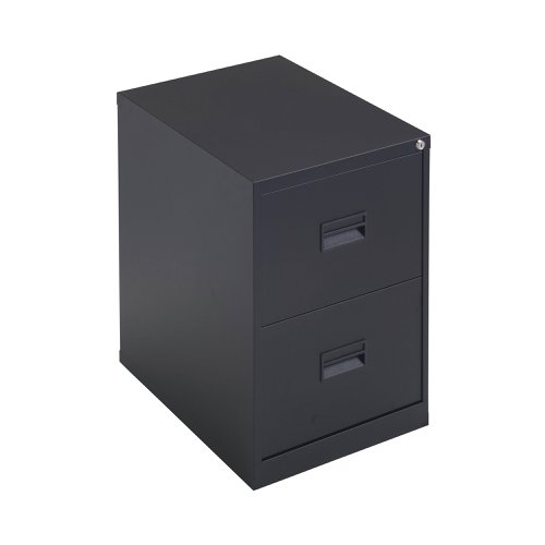 Talos 2 Drawer Filing Cabinet 465x620x700mm Black KF78762 | VOW