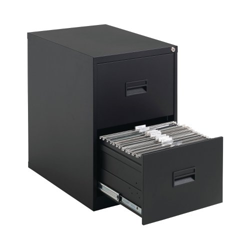 Talos 2 Drawer Filing Cabinet 465x620x700mm Black KF78762 | VOW