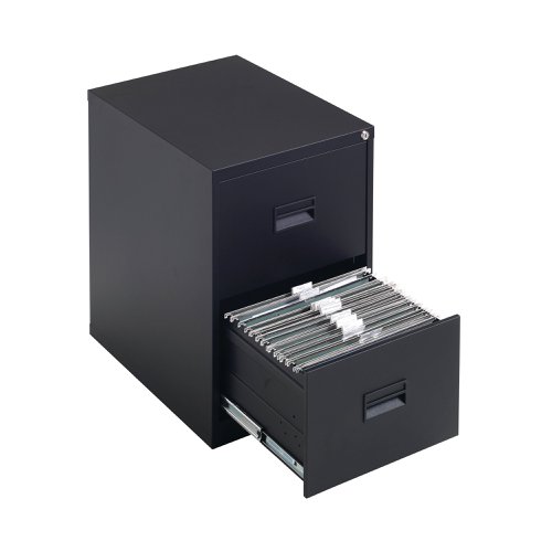 Talos 2 Drawer Filing Cabinet 465x620x700mm Black KF78762 | VOW