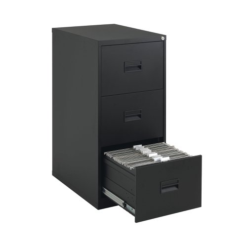 Talos 3 Drawer Filing Cabinet 465x620x1000mm Black KF78766 | VOW