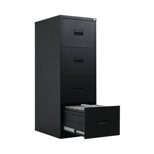 Talos 4 Drawer Filing Cabinet 465x620x1300mm Black KF78770 | VOW