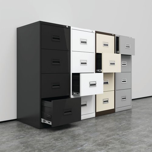 Talos 4 Drawer Filing Cabinet 465x620x1300mm Black KF78770 | VOW