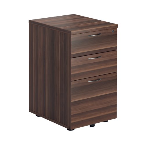 Jemini 3 Drawer Tall Mobile Pedestal 404x500x690mm Walnut KF78946