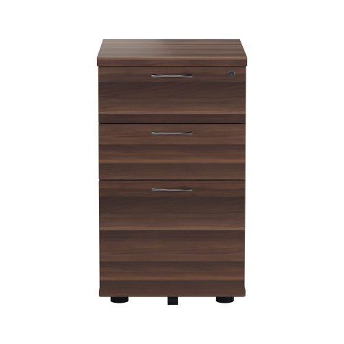 Jemini 3 Drawer Tall Mobile Pedestal 404x500x690mm Walnut KF78946 KF78946