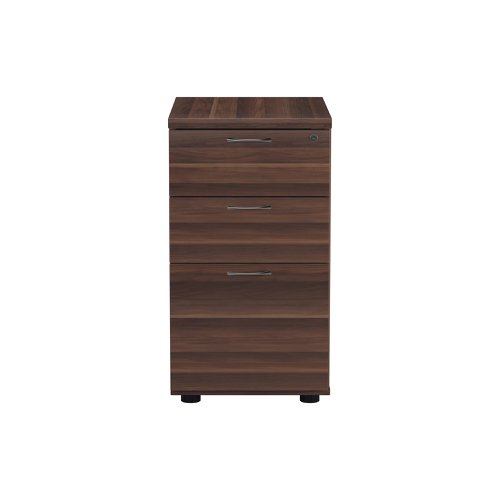 Jemini 3 Drawer Desk High Pedestal 404x600x730mm Walnut KF78948