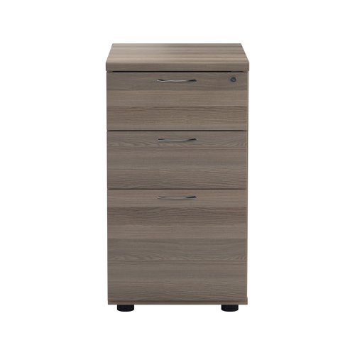 Jemini 3 Drawer Desk High Pedestal 404x600x730mm Grey Oak KF78949