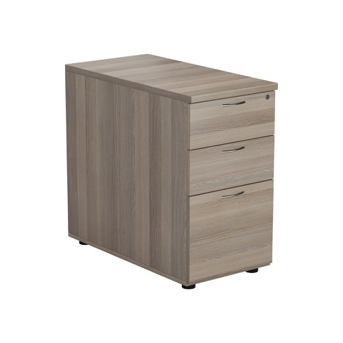 Jemini 3 Drawer Desk High Pedestal 404x800x730mm Grey Oak KF78951 KF78951