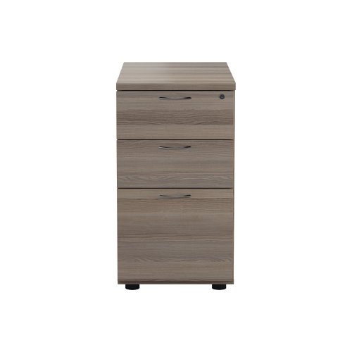 Jemini 3 Drawer Desk High Pedestal 404x800x730mm Grey Oak KF78951