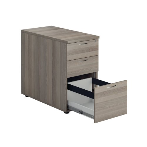 Jemini 3 Drawer Desk High Pedestal 404x800x730mm Grey Oak KF78951 KF78951