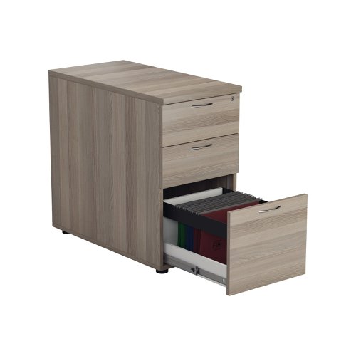 Jemini 3 Drawer Desk High Pedestal 404x800x730mm Grey Oak KF78951