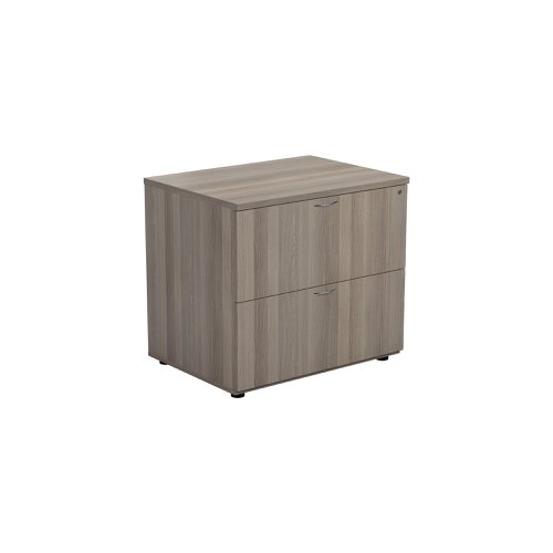 Jemini 2 Drawer Desk Side Filing Cabinet 800x600x730mm Grey Oak KF78953 | VOW