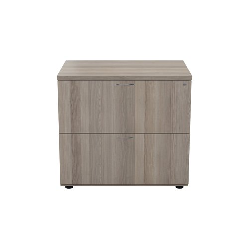 Jemini 2 Drawer Desk Side Filing Cabinet 800x600x730mm Grey Oak KF78953 | VOW