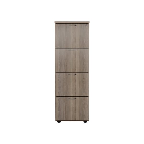 Jemini 4 Drawer Filing Cabinet 464x600x1365mm Grey Oak KF78955 | VOW