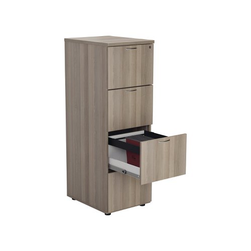 Jemini 4 Drawer Filing Cabinet 464x600x1365mm Grey Oak KF78955 | VOW