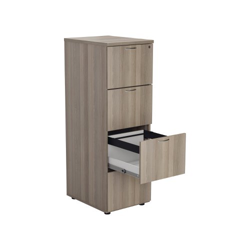 Jemini 4 Drawer Filing Cabinet 464x600x1365mm Grey Oak KF78955 | VOW