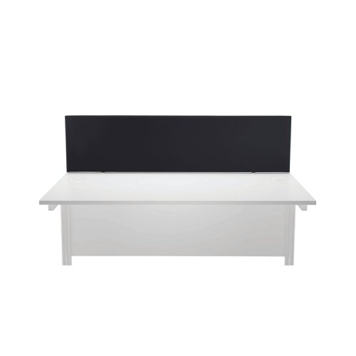 Provide privacy and reduce noise levels between desks with this Jemini Mounted Desk Screen. This screen is designed to be durable and economic. The screen is upholstered with Elfin flame retardant fabric with a protective up VA edge trim. This screen measures 1600x25x400mm in size and comes with a pair of standard desk clamps.