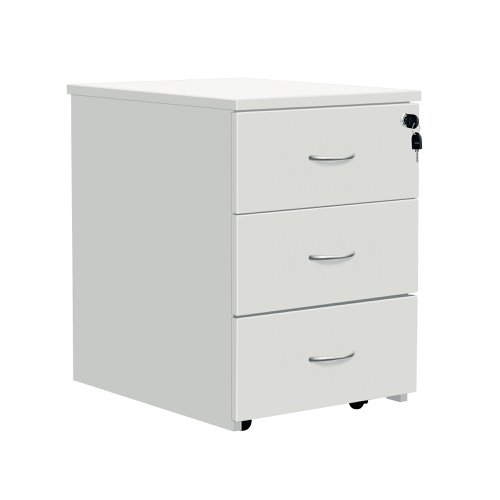 Serrion Eco 18 3 Drawer Mobile Pedestal 434x580x525mm White KF79826