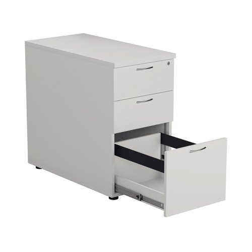 First 3 Drawer Desk High Pedestal 404x800x730mm Deep White KF79932