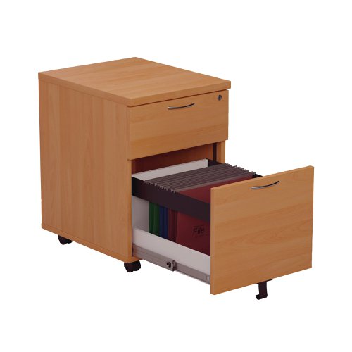 First 2 Drawer Mobile Pedestal 404x500x595mm Beech KF79989