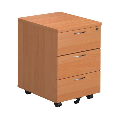 First 3 Drawer Mobile Pedestal 400x500x595mm Beech KF79991